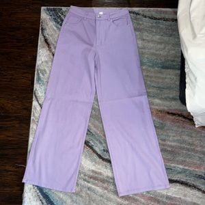 H&M purple flared leg jeans.